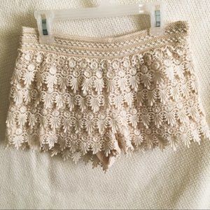 forever 21 Crochet lace tiered layered shorts